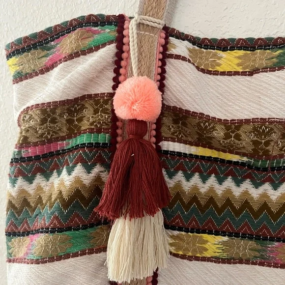 Multicolor Patterned Tote Bag - Picture 3 of 11